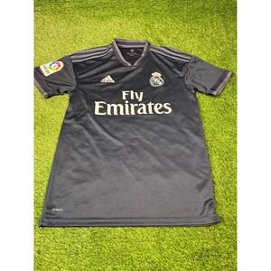 Real‎ Madrid Adidas Fly Emirates Soccer Jersey Short Sleeve Gray La Liga Sz S